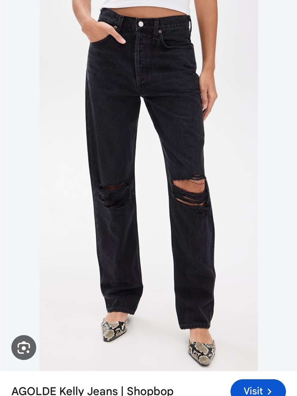 Agolde Kelly High Rise Relaxed Straight Jeans — Fuse (Black)